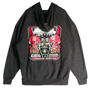 2026 Rose Bowl Game Hoodie XL Indiana Hoosiers vs University Alabama Gray Zip